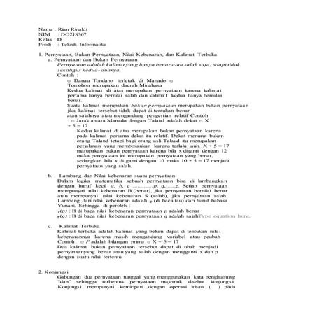 Makalah logika matematika | DOCX