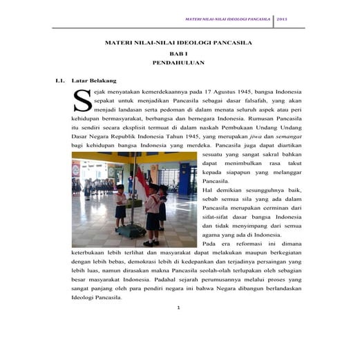 Materi nilai nilai ideologi pancasila dengan gambar
