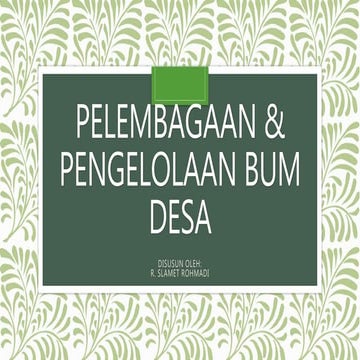 Materi pelatihan pengelolaan bumdes juli 2017