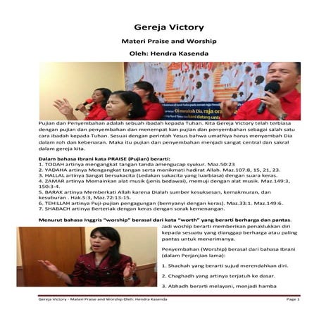 Materi praise and worship gereja victory