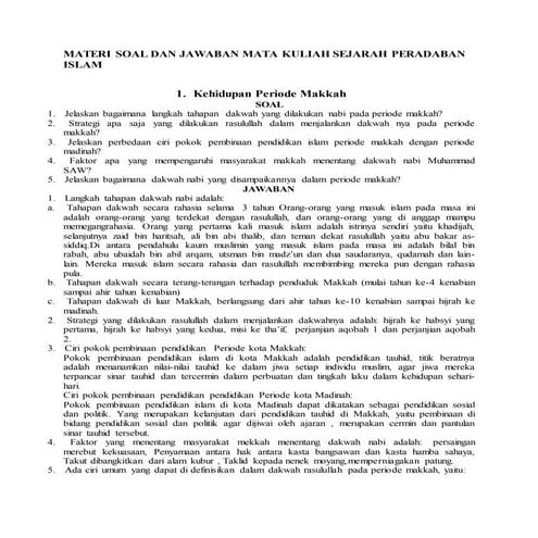 Materi soal dan jawaban mata kuliah sejarah peradaban islam