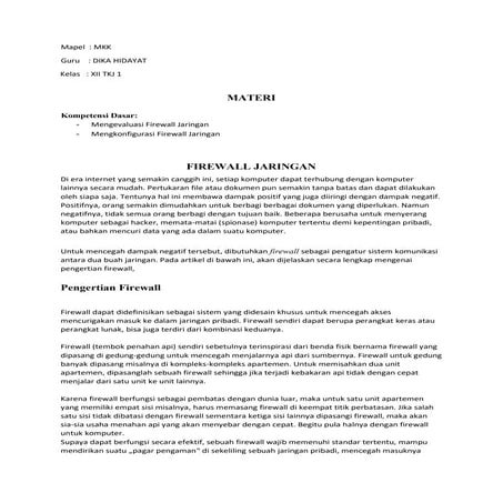 MATERI MENJELASKAN TENTANG FIREWAL SECARA LENGKAP
