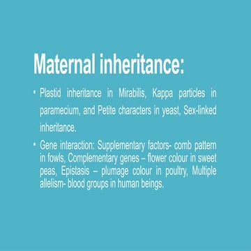 Cell Biology and genetics- Maternal Inheritance Class