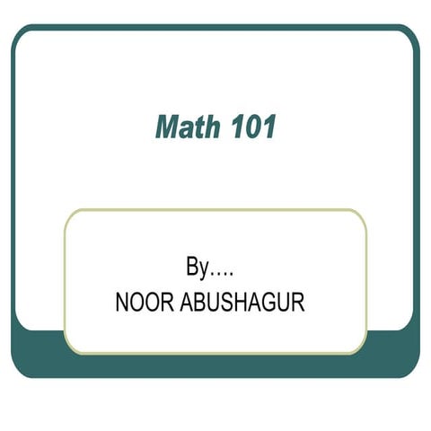 Math 101