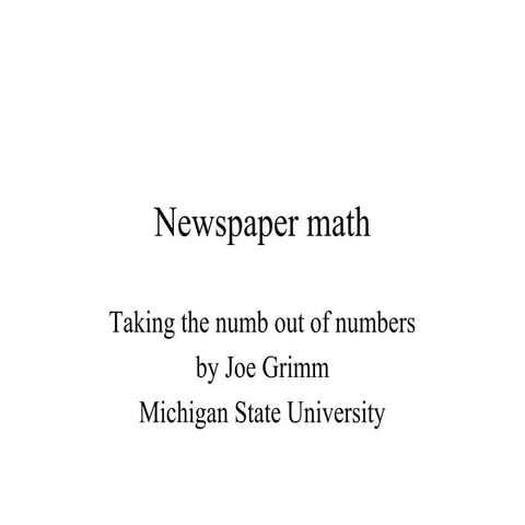 Math for journalists, or Numbers in the News