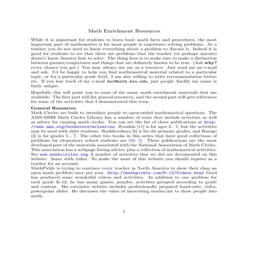 Math enrichment-resources