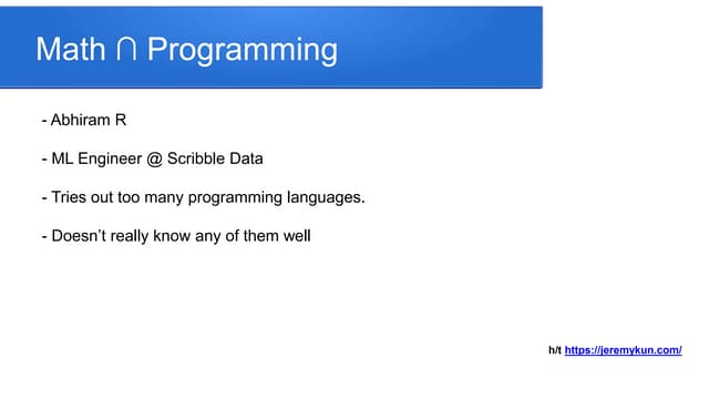 Math ∩ Programming - BRUG Meetup Oct 2019
