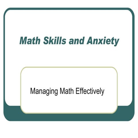Math Skills and Anxiety