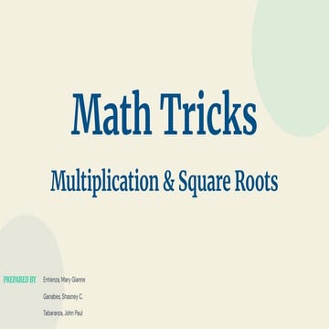 Math Tricks ( Multiplication & Square Roots) | PDF