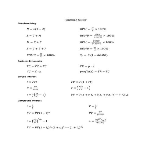 Math 114   formulas of whole session for okanagan college students