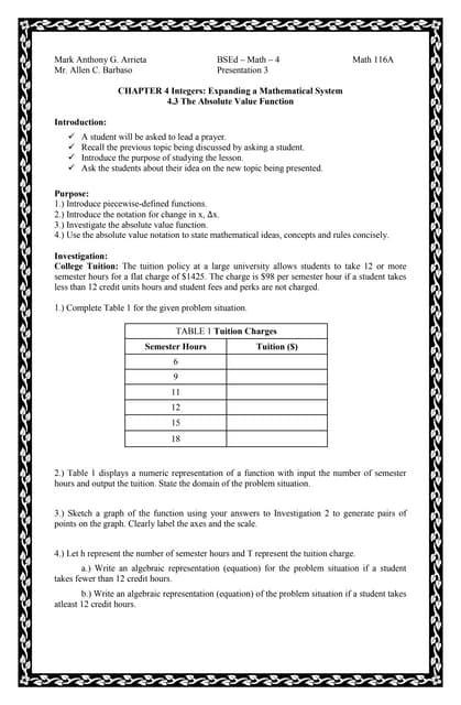 Additional Mathematics CSEC SBA Sample | PDF