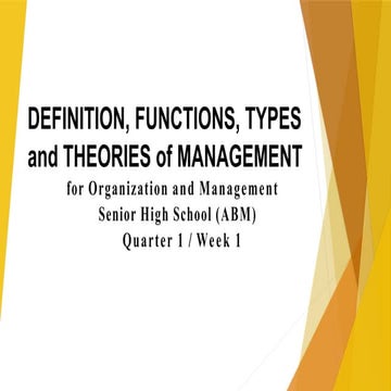 organization and management week one lesson