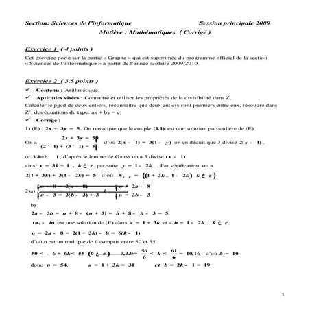 Math Bac 2009_Correction Session principale