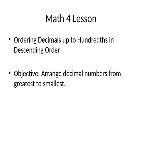 Comparing and Ordering Decimals | PPT