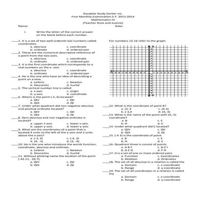 advanced algebra exam (1st monthly test)