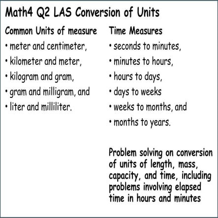 Math4 Q2 Presentation and LAS Conversion of Metric Units