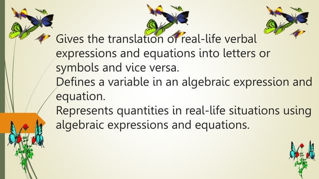 MATH 6 PPT Q3 – Translation Of Real-Life Verbal Expressions And Equations Int...