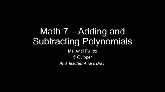 Polynomials Mathematics Grade 7 | PPT