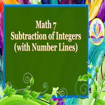 Math 7 lesson 5 subtraction of integers