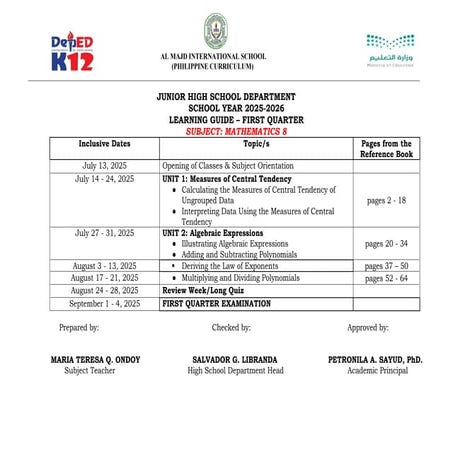 MATHematics 8 sample matatag learning guides