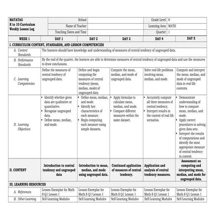 Lesson plans Mathematics K12 Revised ...