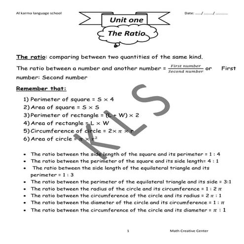 Math booklet first term p6