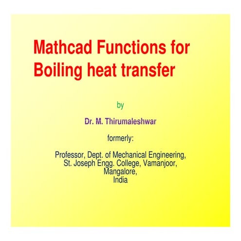 Mathcad Functions for Boiling heat transfer