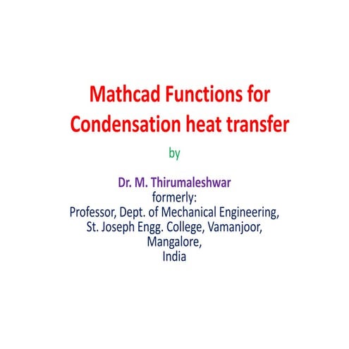 Mathcad Functions for Condensation heat transfer