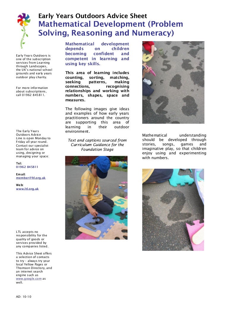 Mathematical Development Early Years Outdoors Learning