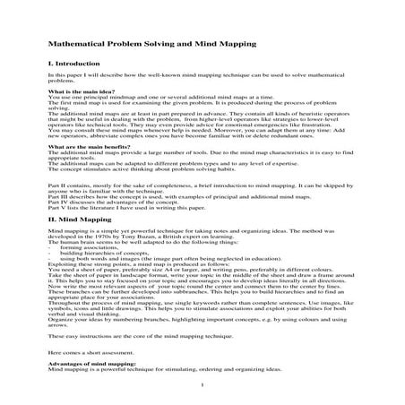 Mathematical Problem Solving And Mind Mapping