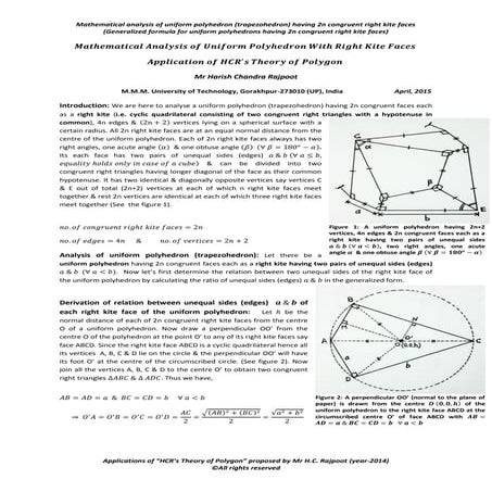 Mathematical analysis of n-gonal trapezohedron with 2n congruent right ...