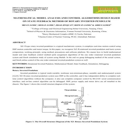Mathematical model analysis and control algorithms design based on state feed...