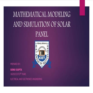 Mathematical modeling and simulation of solar panel