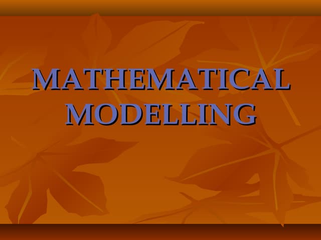 Mathematical modelling
