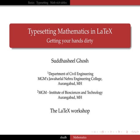 The LaTeX Workshop: Typesetting Mathematics with LaTeX