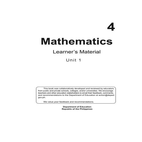 K TO 12 GRADE 4 LEARNER’S MATERIAL IN MATHEMATICS (Q1-Q4)