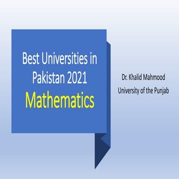 Best Universities in Pakistan 2021: Mathematics