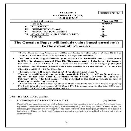 Mathematics s-a-ii-class-ix-2012-13