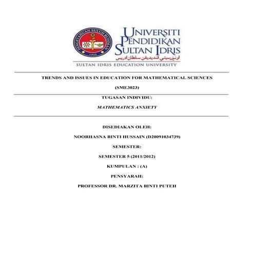 Mathematics anxiety-part Hasna