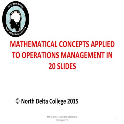 Mathematical concepts applied to operations management
