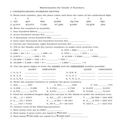 Mathematics for grade 3 teachers
