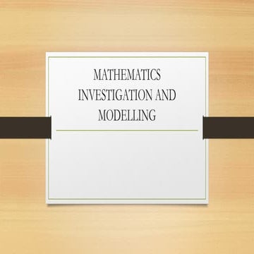 Exploring Mathematics Investigation and Modelling in Real-World ...