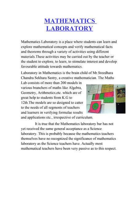 Mathematics laboratory   saju kumari
