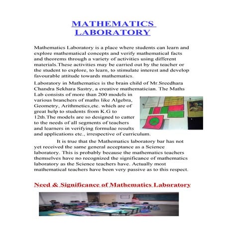 Mathematics laboratory   saju kumari