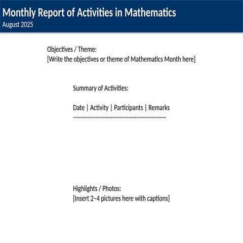 Mathematics_Monthly_Report_Poster template | PPTX