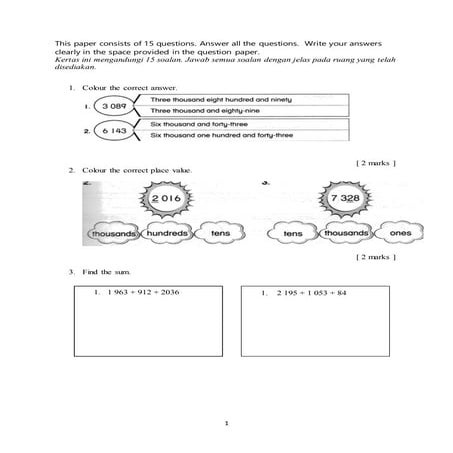 Mathematics paper 2 year 3 (sumative test 1)