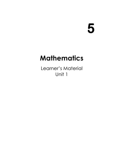 K TO 12 GRADE 5 LEARNER’S MATERIAL IN MATHEMATICS  (Q1-Q4)
