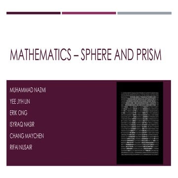 Mathematics – Sphere and Prism
