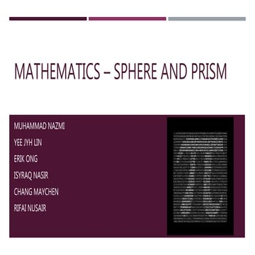 Mathematics – sphere and prism