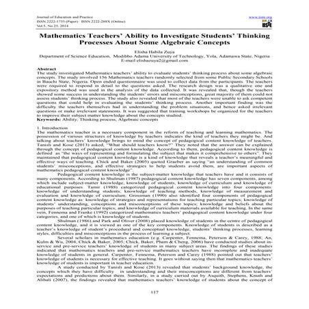 Mathematics teachers’ ability to investigate students’ thinking processes abo...